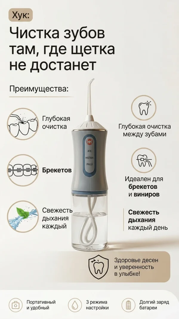 Ирригатор для полости рта зубов брекетов и виниров