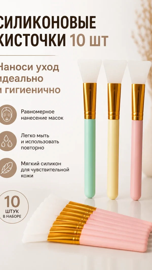 Силиконовая кисточка для масок лица и пилинга косметическая для ухода и скраба 1 шт
