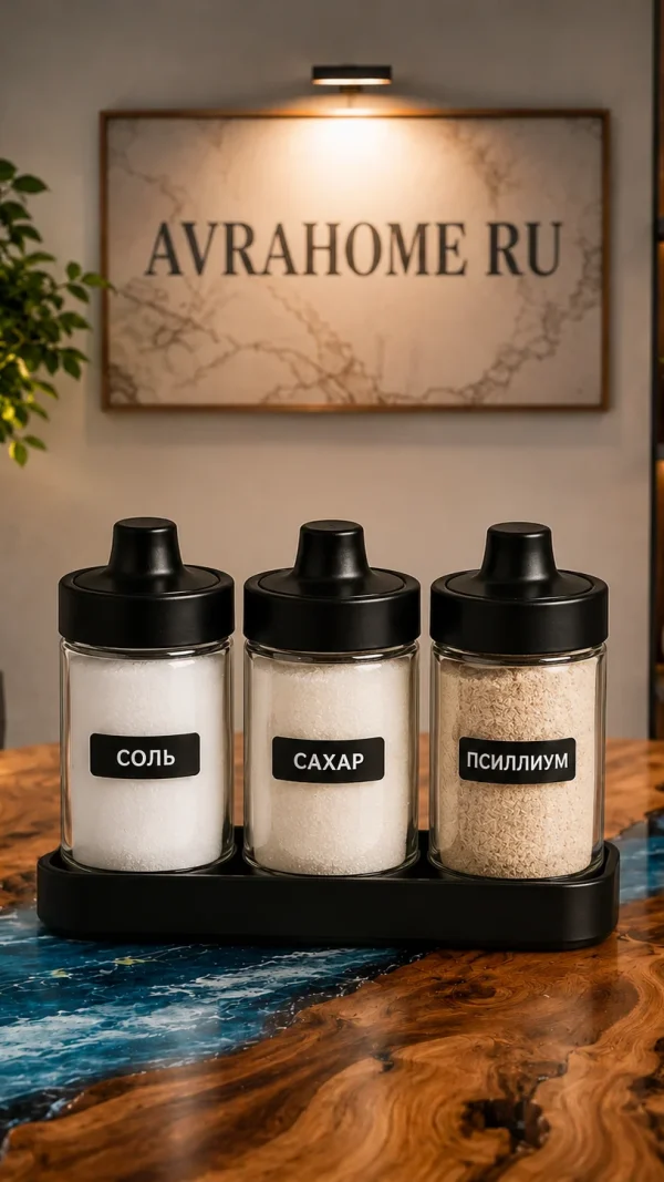 Набор специй 3 шт: сахар, перец, соль, большие банки