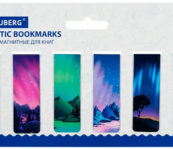 Упаковка 7 шт. Закладки для книг магнитные, "GALAXY", набор 12 шт, 60x20 мм, BRAUBERG, 113171