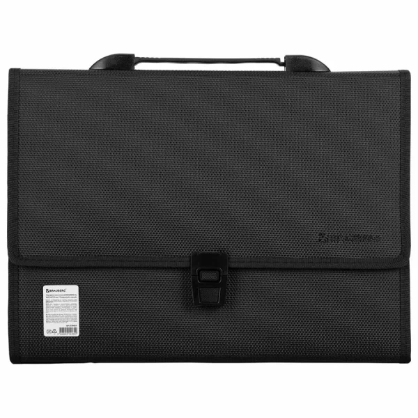 Папка-портфель Brauberg "Дипломат" (А4, 13 отделений, пластик, фактура бисер) черная (226025)