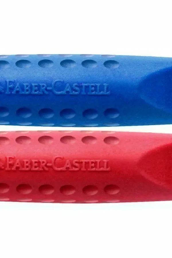Набор ластиков-колпачков Faber-Castell Grip 2001 (трехгранные, разные цвета) 2шт, пакет (187001), 24 уп.