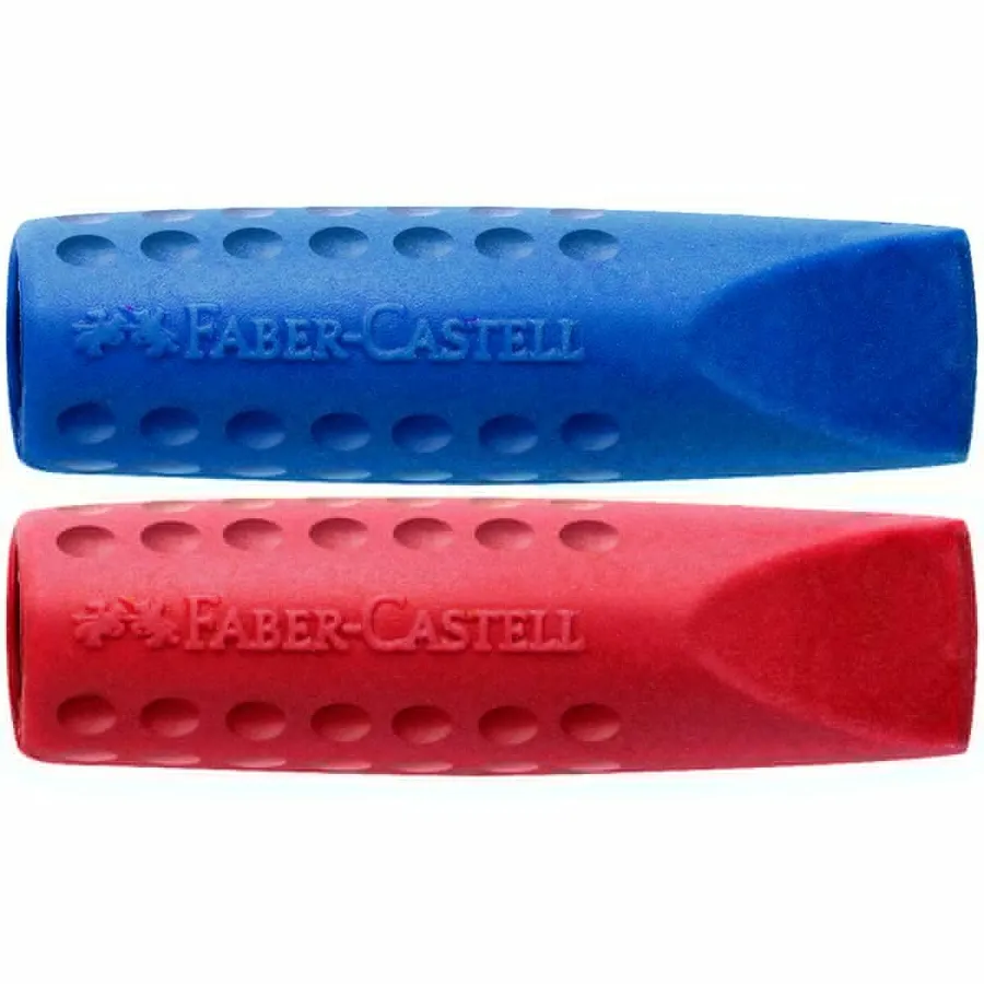 Набор ластиков-колпачков Faber-Castell Grip 2001 (трехгранные, разные цвета) 2шт, пакет (187001), 24 уп.