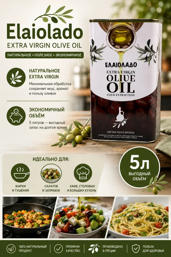 Elaiolado»-Масло оливковое Extra Virgin Oilve Oil-5 л