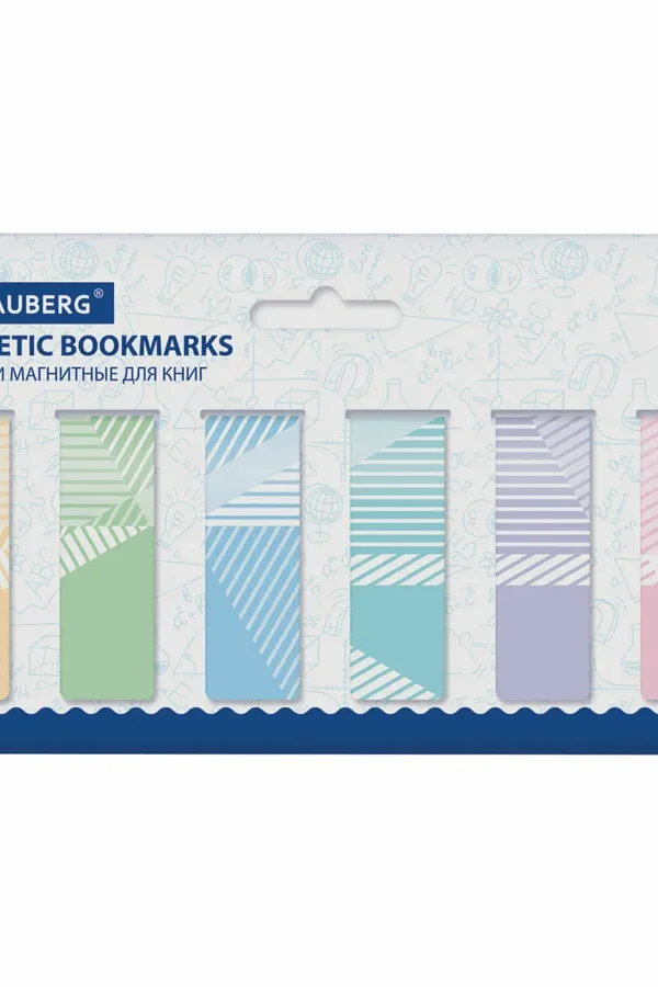 Упаковка 3 шт. Закладки для книг магнитные, "GEOMETRY", набор 30 шт, 60x20 мм, BRAUBERG, 113177