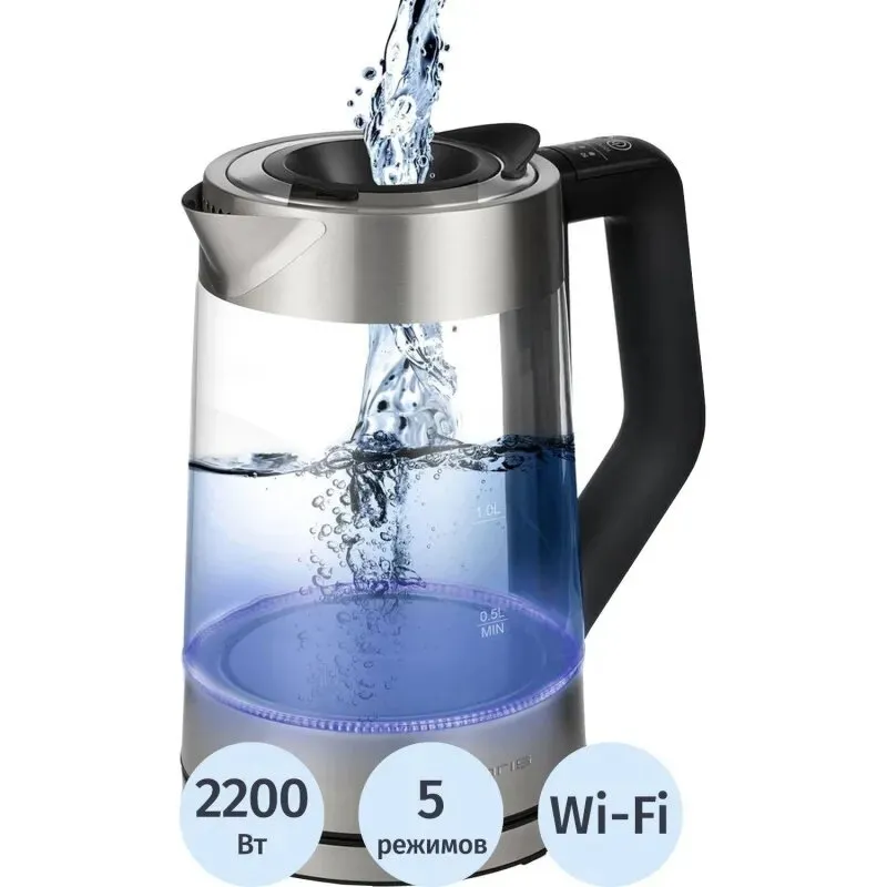 Чайник элект. Polaris PWK 1725CGLD WIFI IQ Home, стекло,2200Вт, 1,7л, WI-FI 1425344 17215