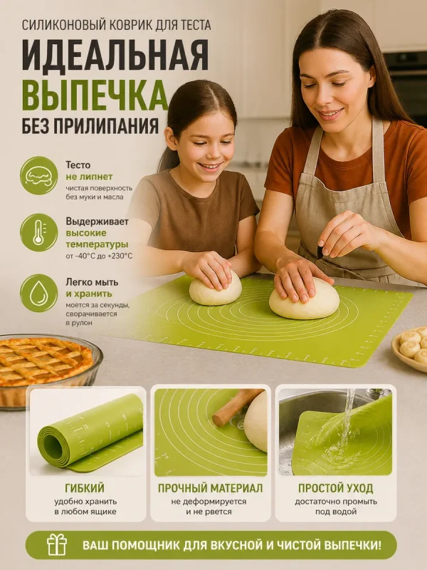 Коврик силиконовый для теста выпечки духовки набор