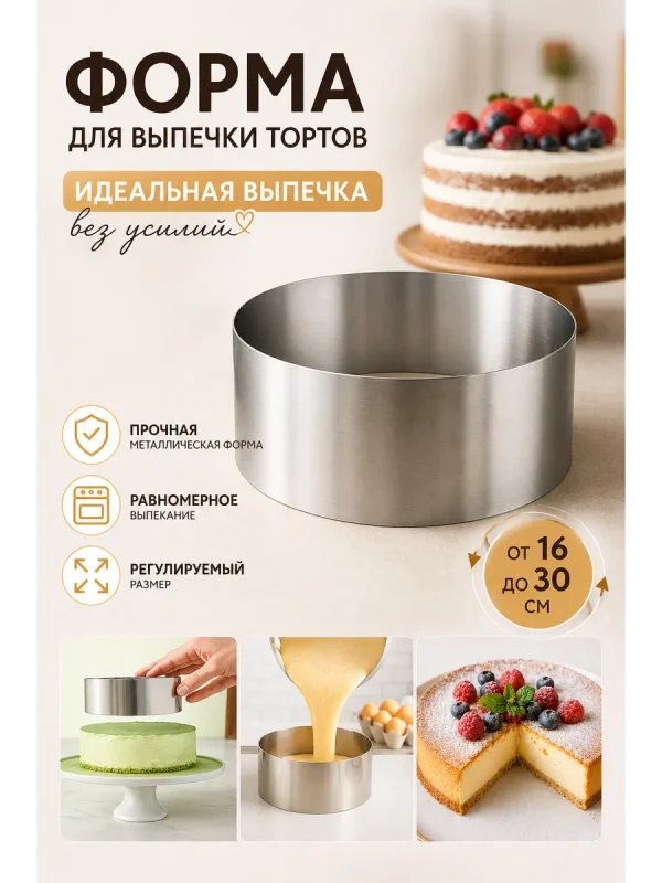 Форма металлическая для выпечки тортов до 32см